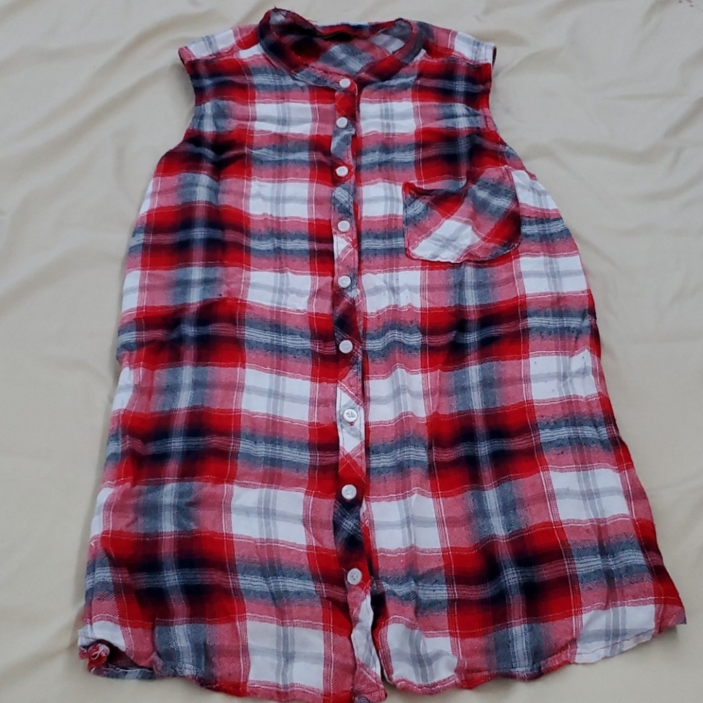 Plaid button up sleeves cover up
